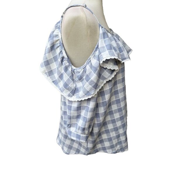 Pursue By Nasty Gal Women's Gray Going Gingham Cold Shoulder Top One Size NWOT - Picture 10 of 14